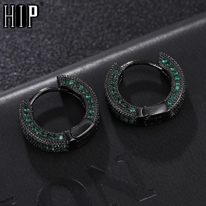 

Hip Hop 1Pair Bling Round Zircon Micro Paved Iced Out Rhinestone CZ Stone Stud Earring Copper Earrings For Men Jewelry