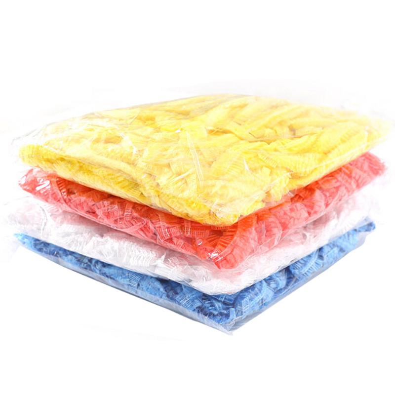 

100pcs Clear Disposable Plastic Shower Bath Caps for spa Hair Salon U6805