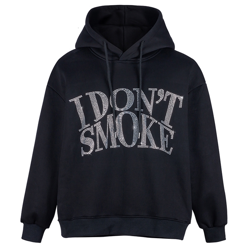 

Winter 2021 New Clothes Streetwear Black Hoodie Nightgown Woman Bah5 ZCA3