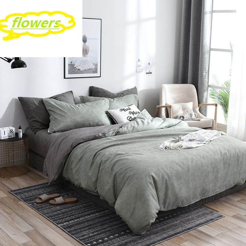 

Home Solid AB Side Bedding Set Simple King Size Modern Luxury Duvet Cover Sets Queen Double Single Bed Linens Brief Bedclothes, Pink