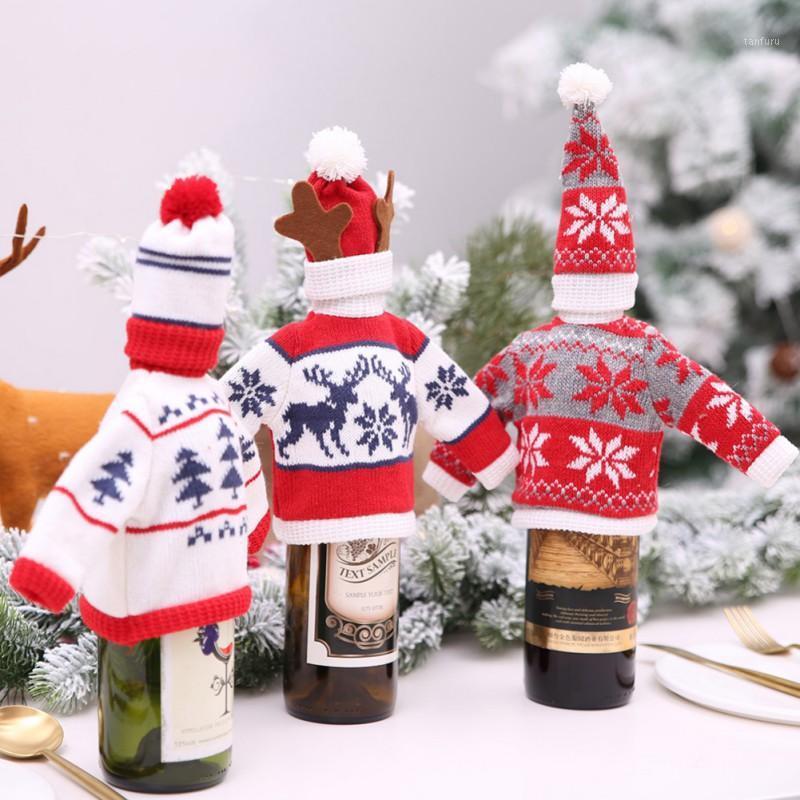 

Christmas Bottle Cover Decor Christmas Party Festival Dinner Decor Xmas Mini Sweater Cap Cute Stockings for Kitchen1