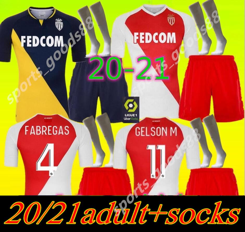 

2020 2021 FABREGAS AS Monaco BEN YEDDER Soccer Jerseys JOVETIC GOLOVIN 20 21 maillot de foot Flocage JORGE Men kit Football Shirt, Colour 1
