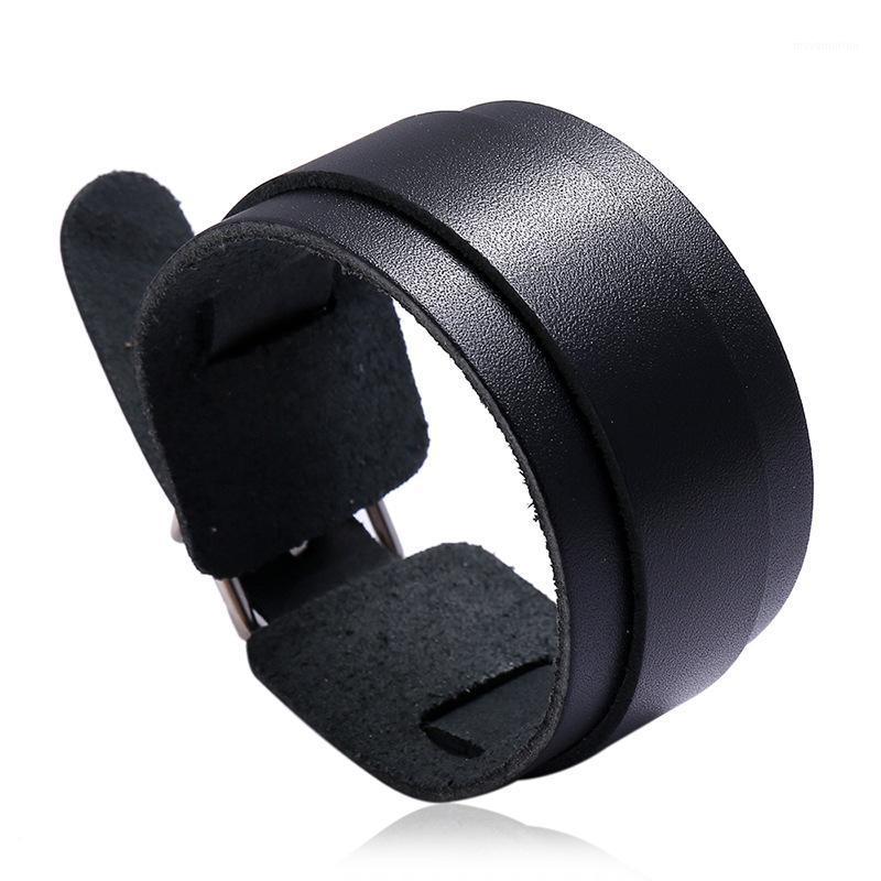 

2020 new unisex accessories punk wide leather bracelet simple multi-layer men's bracelet1