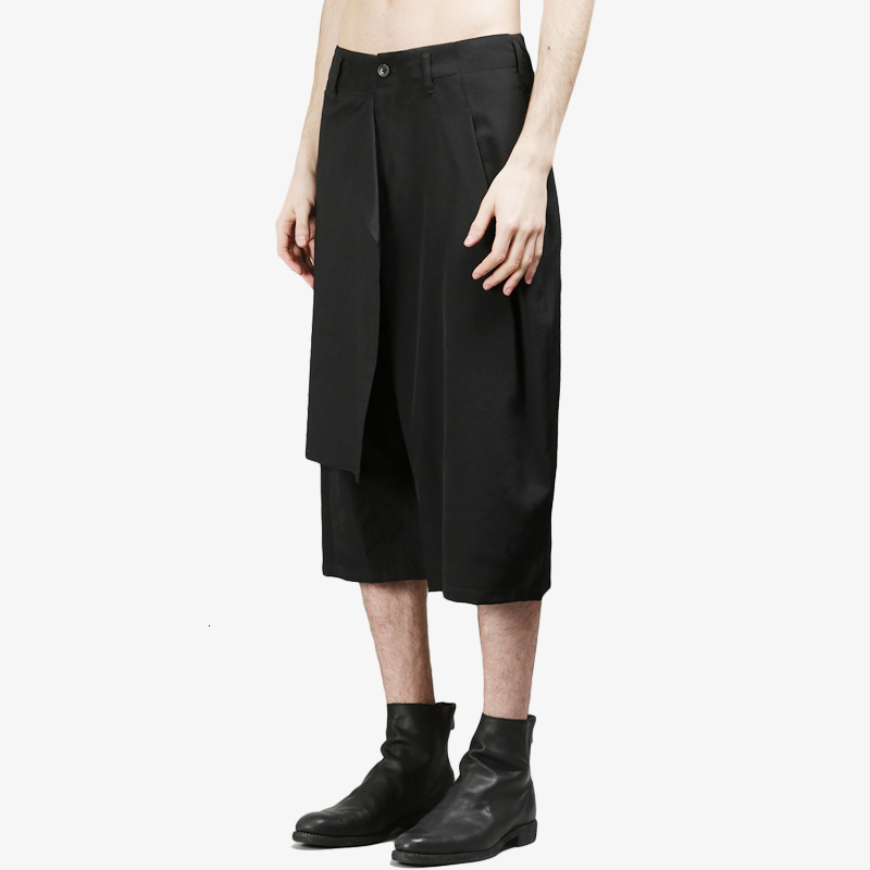 

2021 New S-7xl!! Retro Double Seven-minute Man in Summer Eight-minute Plain Widowed Pants VC32, Black