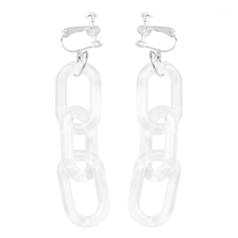 

Hoop & Huggie 1 Pair Round Ring Chain Ear Clip Transparent For Home Party1
