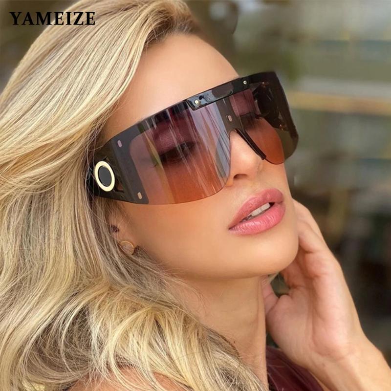 

Sunglasses YAMEIZE Oversized Women Men Vintage Rivet Sun Glasses Steampunk Glass Flat Top Sport Driving Goggles Gafas