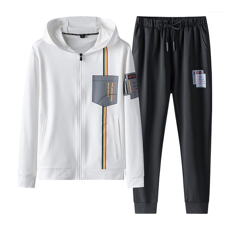 

2020 New Men's Sports Suit Spring Autumn Hoodies Two Piece Hooded Jacket+Pants Male Jogging Sportswear Suit Casual Tracksuit1, Black