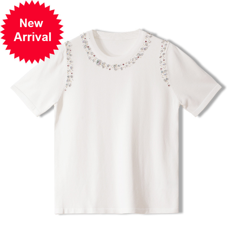 

New High 2021 Quality Summer Shirt with Black Sleeves O-neck d Sweet Short Loose Casualties Top Border Dresses GUX2, Beige