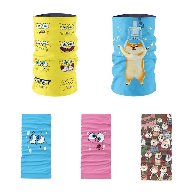 

3D Printed Women Headscarf Elastic Headband Hand Strap Creative Funny Cartoon bufanda Magic Sports Mask Candy Color Kerchief