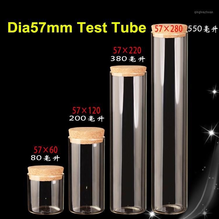 

6 X Dia57mm High Borosilicate Straight Glass Storage Jar With Corks Sealing Glass &Luck Clear Empty Bottles1