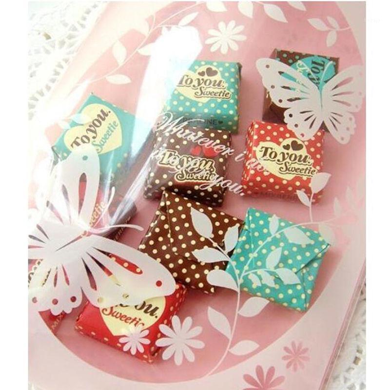 

Hot 100pcs Pink butterfly Plastic Cookie Packaging Bags Cupcake Wrapper Self Adhesive bags 13x19cm Butterfly Printed Biscuit Bag1