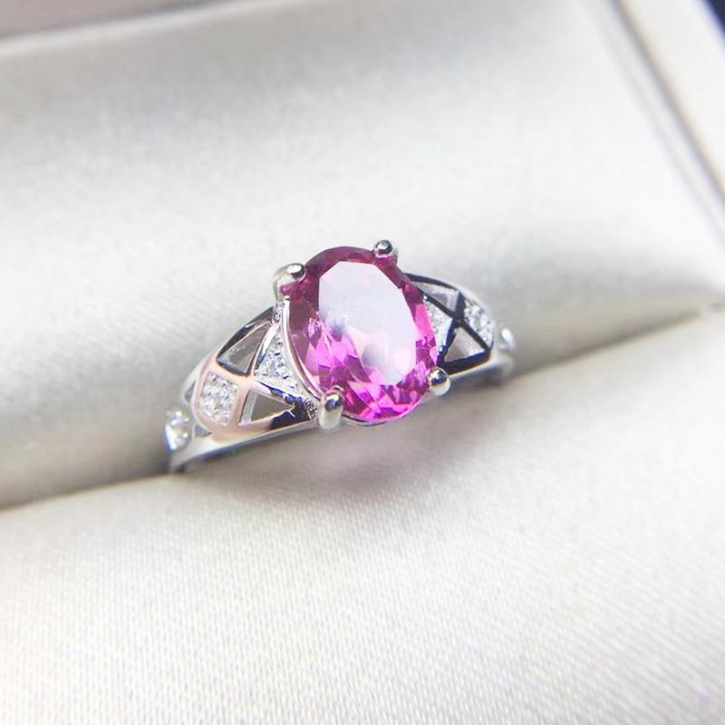 

Cluster Rings Natural Real Blue Or Pink Topaz Ring Per Jewelry 6*8mm 1.6ct Gemstone 925 Sterling Silver Fine T207282, Golden;silver