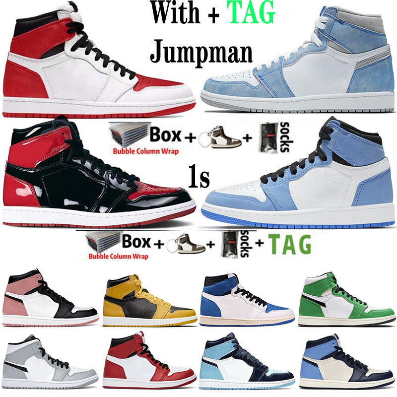 

Mens Basketball Shoes OG Jumpman 1 1s Visionaire Heritage Patent Bred University Blue Dark Mocha Twist Hyper Royal Chicago UNC Bordeaux Women Designer Sneakers, 39