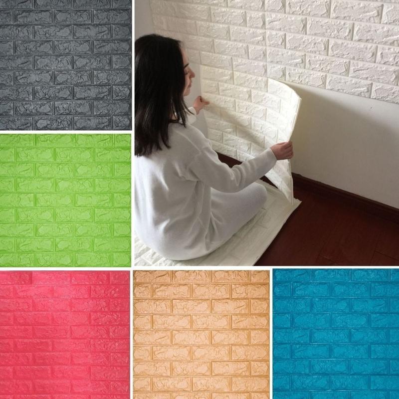 

3D Stone Brick Self-adhesive Wall Sticker Panel Waterproof Soft Foam Wallpaper 70cm*30cm1