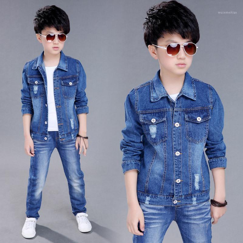

New Children Denim Jackets Boys Autumn Section Jacket Big Boy Solid Color Hole Children Denim Outerwear Coats1, Boys 2