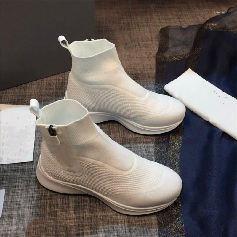

Zipper Socks Boots High-top Thick-soled Casual Shoes Breathable Sneakers Cover Foot Couple Shoes Mesh Women's1, As show