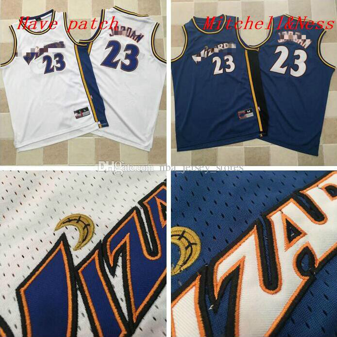 

Mens basketball Washington Wizards 23 Michael JD Mitchell & Ness white blue retro style Swingman Jersey 01