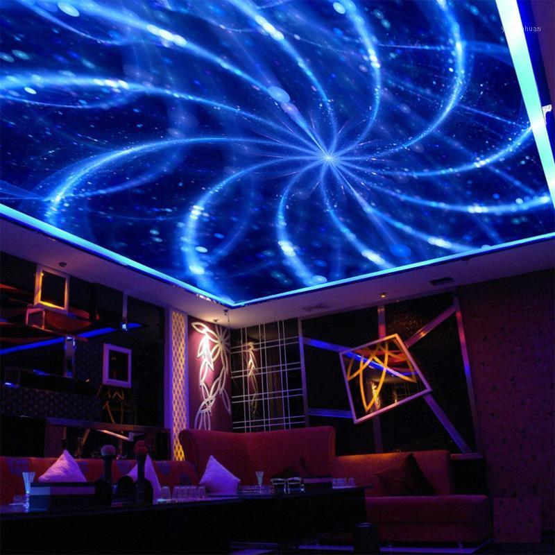 

Drop Shipping Custom 3D Mural Wallpaper Abstract Art Blue Line Mural Modern KTV Suspended Ceiling Wallpaper De Parede 3D1, As pic