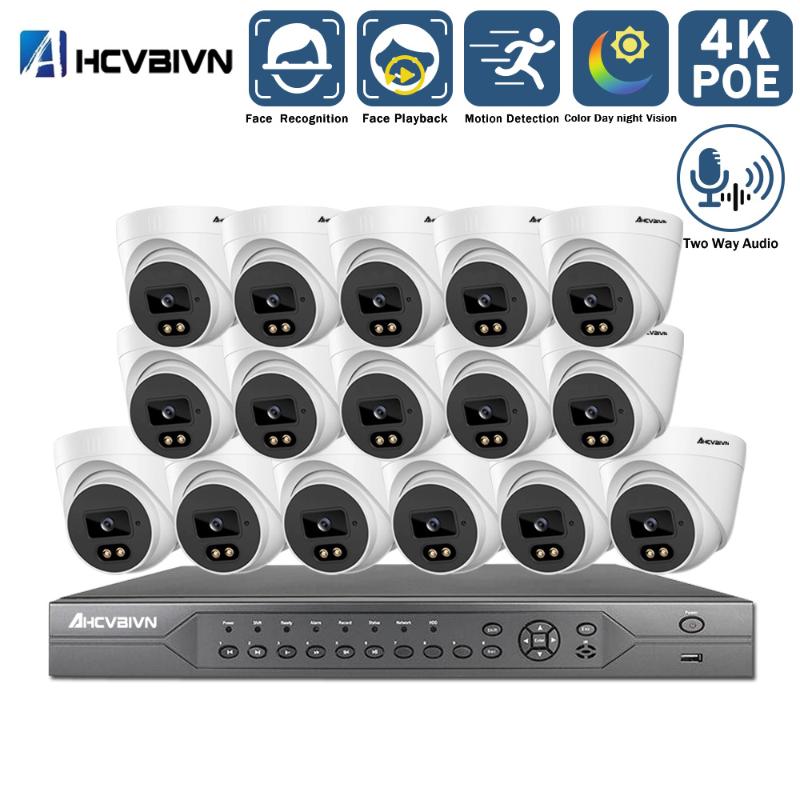 

POE Security Camera System 16CH 8CH 4K POE NVR Kit HD 5MP Full Color Night Vision IP CCTV Video Surveillance Cameras System Set