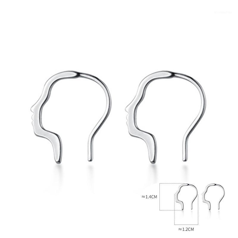 

Small Hollow Side Face Hoop Earrings For Women Minimalist 925 Silver Fine Jewelry Anti-allergy1
