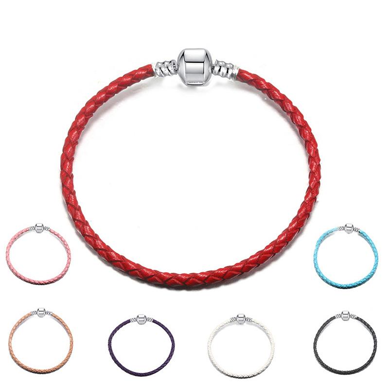

Colorful Leather Base Chain Fit Original Pan Charms Bracelet Girls Mujer Rope Bangles Beads DIY Fine Jewelry for Women Pulseiras