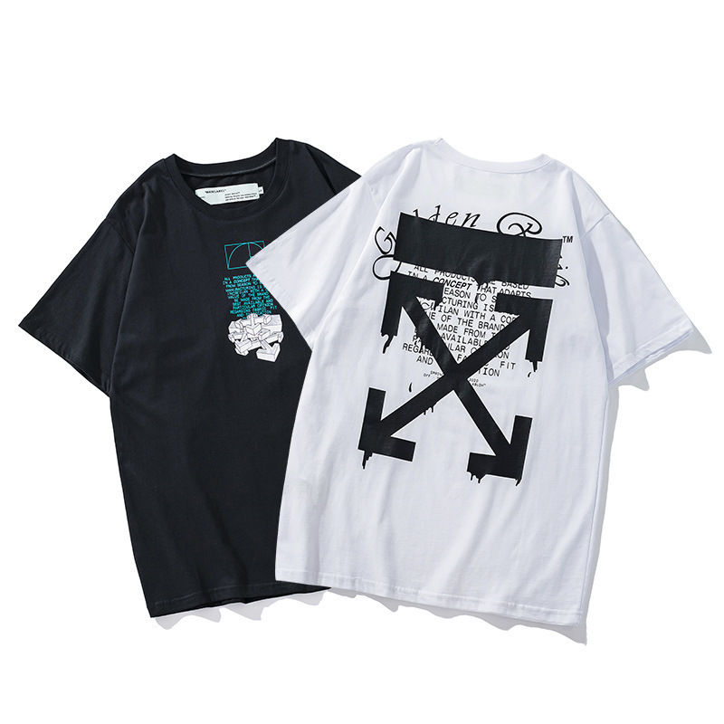 

Off Tide Brand White Industrial Theme Series T-shirt Men and Women Lovers Pure Cotton Leisure Trend Summer