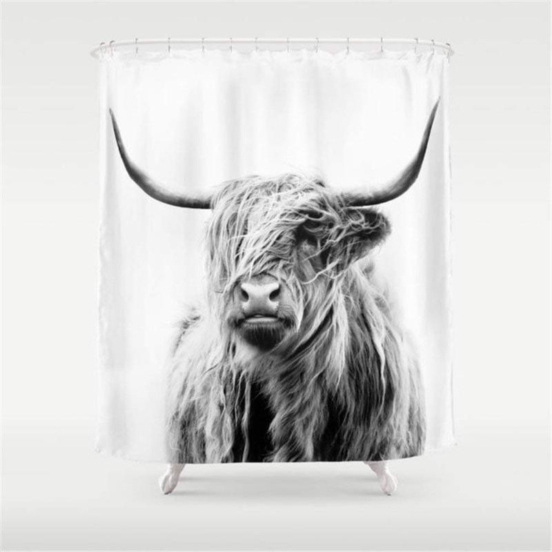 

Portrait of A Highland Cow Shower Curtain Waterproof Polyester Fabric Bathroom Decor Printed Shower Curtain with 12 Hooks
