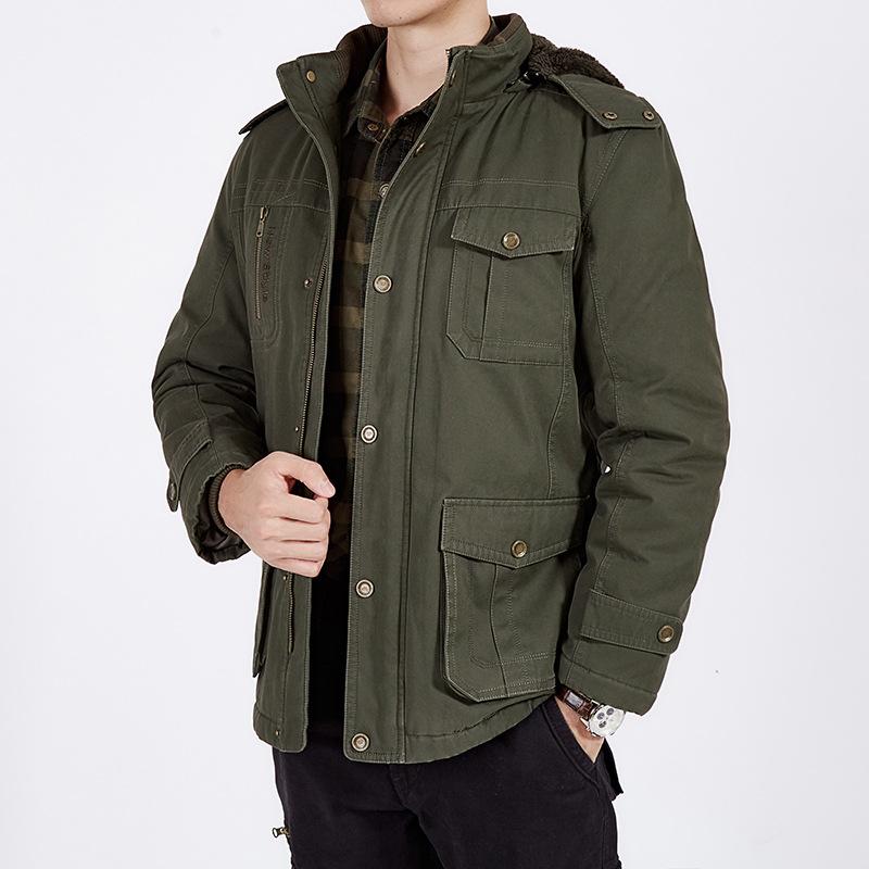 

Casual men's cotton coat mid-length plus velvet padded plus size, Black