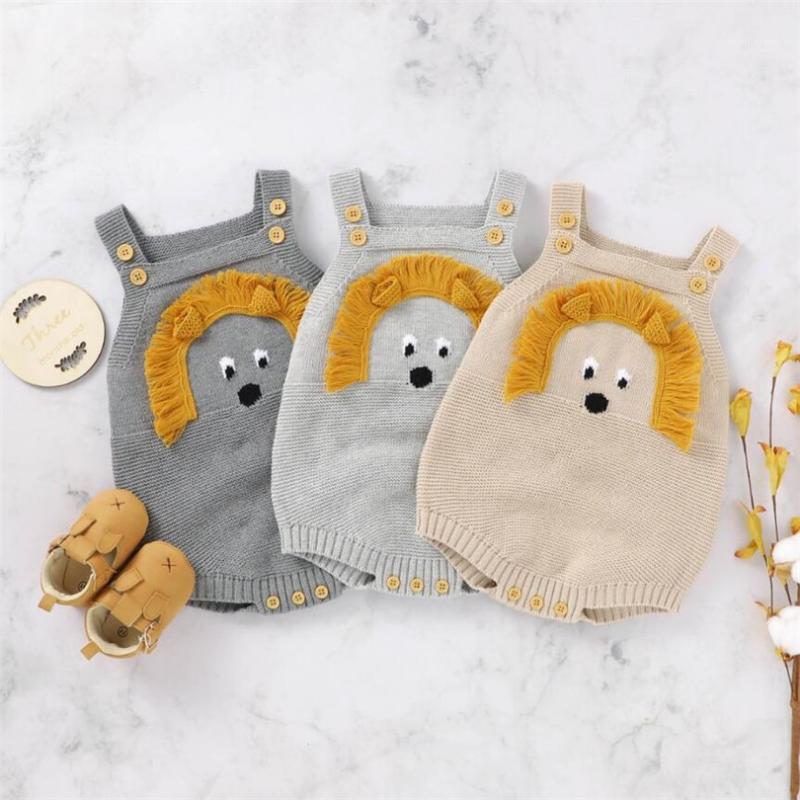 

Boys Romper Newborn Knitted Baby Clothes Cartoon Infant Girls Jumpsuit Cotton Baby Boy Romper Toddler Jumpsuit Autumn Overalls1, Khaki