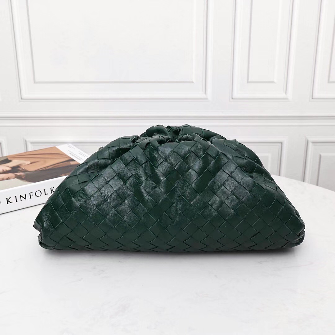 

Wholesale Famous brand cowhide leather crochet evening bags Italy IT cloudy hand.bag fashion lady Purse pouches deep green clutch, Brown