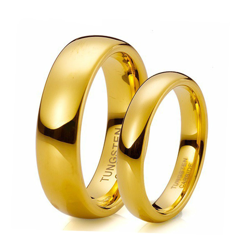 

Februaryfrost Soul Men 1 Pair Gold Color Tungsten Wedding Band Ring Set 6mm Alliances of Marriage for Men 4mm for Women Comfort Fit TU025RC