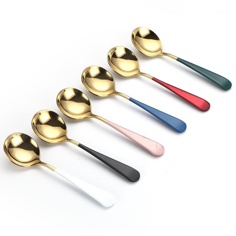 

1pcs Stainless Steel Spoons Creative Gold Dessert Iced Cream Spoons Child Meal Spoon Coffee Kitchen Bar Tableware1