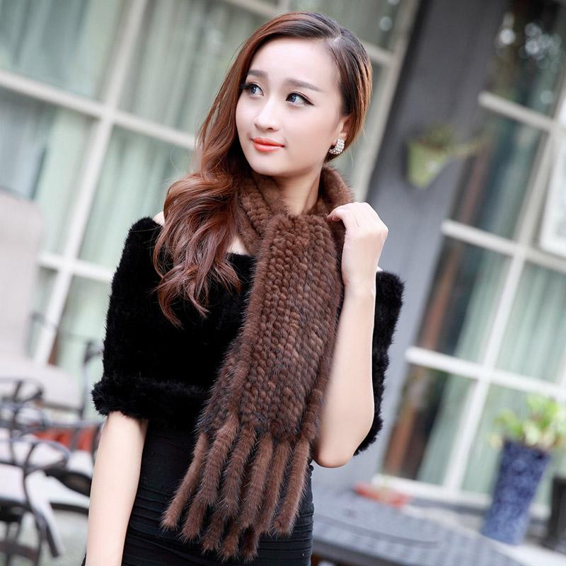 

ZDFURS * autumn and winter scarf ultra long tassel knitted muffler neckerchief fur scarf
