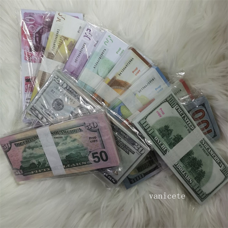 

Party Supplies Props Money10/20/50/100/200 US Dollar Euros Realistic Toy Bar Props Currency Movie Money Faux-billets Copy 100 PCS/Pack 9312
