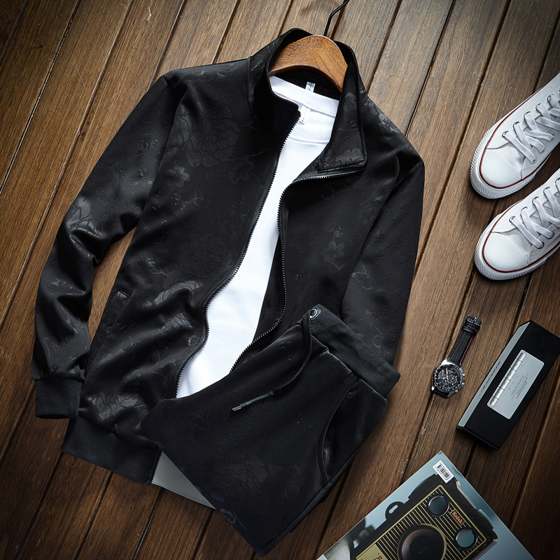 

2021 New Autumn Winter Sporting Suit Hoodies Jacket+pant Sweatsuit Two Piece Set Tracksuit Sportswear Thick for Men Clothing 3jo6, Black