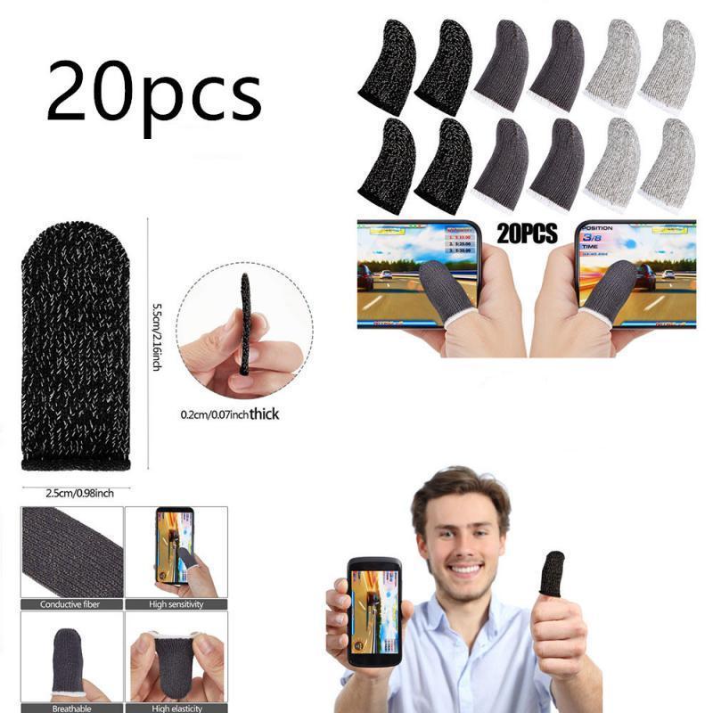 

20pcs Mobile Game Touch Screen Finger Cover Fiber Breathable Sweatproof Finger Cover High Sensitivity For PUBG Game1