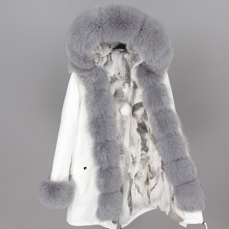 

2021 New Maomaokong Jackets Women Natural Skin White Cotton Jacket Female Fur Coat Park Winter Q86O, Faux lining-8.