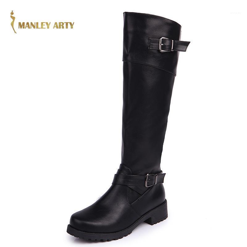 

2021 Autumn Winter Thick Heel Boots Women New Casual Buckle Leather Fashion Large Round Head High Tube Temperament Knight Boots1, Dark brown