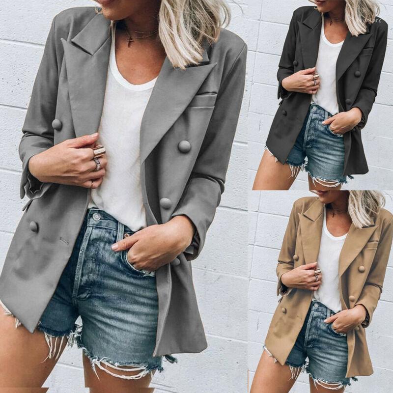 

Women Slim Casual Business Suit Office Lady Work Jacket Long Sleeve Coat Outwear Tops Black Gray Khaki1