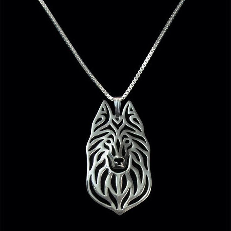 

New Fashion Jewelry Dog Pendant Necklaces Women' Metal Belgian Groenendael Necklaces Drop Shipping