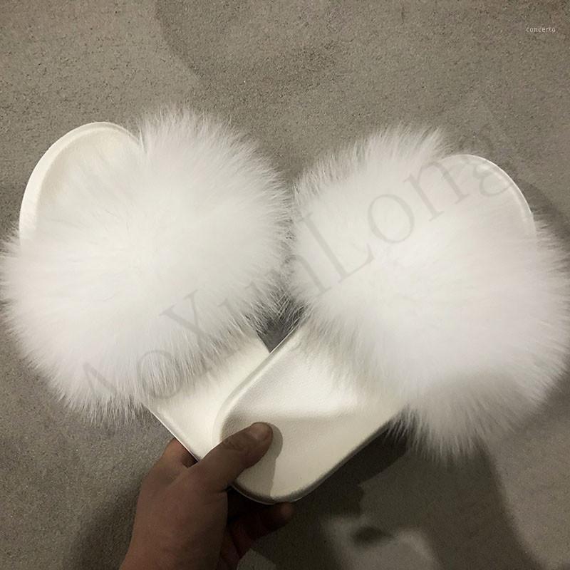 

Women's White Fur Slippers Ladies Solid Color Furry Fur Slides Women's Summer Sandals Pink Black Outside Slippers 36-41 Size1, False rur