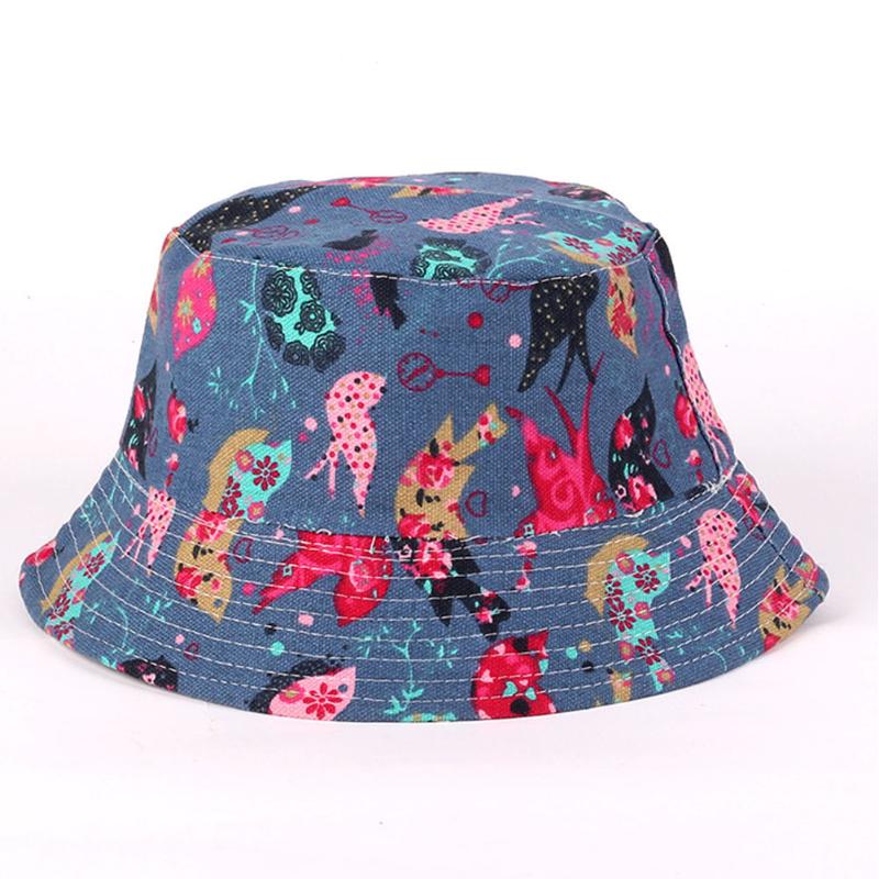 

Women Retro Floral Bush Bucket Sun Hat, Summer Anti-UV Cotton Cap for Hunting Fishing Outdoor