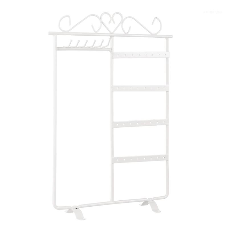 

Tinksky Necklace Ring Earring Display Stand Rack Shelf Metal Jewelry Organizer (White) Pouches, Bags, Pink;blue
