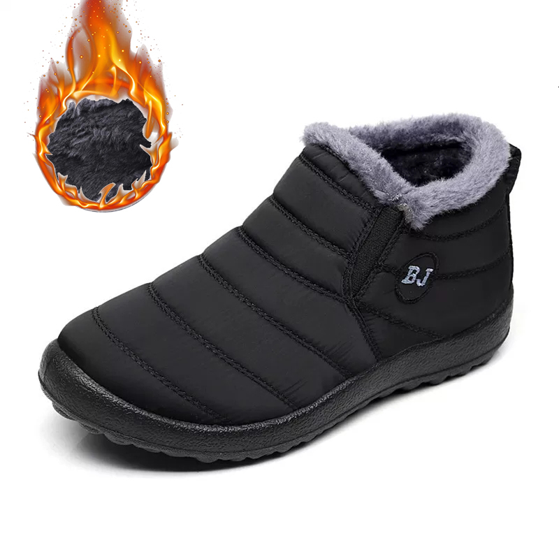 

2021 New Hot Winter Shoes Warm Thick Fur Ankle Female Boots Women Footwear Outdoor Lady Waterproof Soft Snow Lazy Botas Hombre 60dd, Black