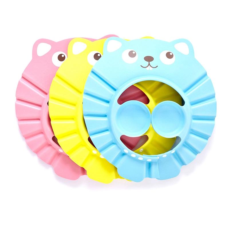 

2021 New Arrival Cartoon Baby Kids Children Shampoo Bath Hat Adjustable Shower Bathing Soft Cap Wash Ear Hair Waterproof Shield