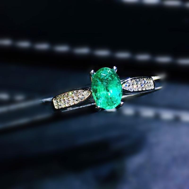 

Cluster Rings Natural Real Emerald Small Oval Ring Per Jewelry 4*6mm 0.52ct Gemstone 925 Sterling Silver Fine J210633, Golden;silver