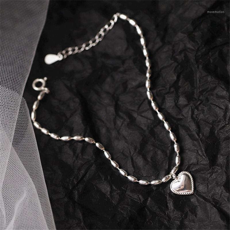 

New Arrival Tibetan Silver Love Heart Bamboo Chain Bracelets Simple Bean Adjustable Bracelet For Honey Gift Women Fashion 20201