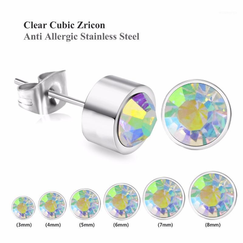 

LUXUSTEEL Round Cubic Zirconia Push Back Stud Earrings Gold/Silver Color 6Pairs/Boxes Earrings Sets For Women/Girl1