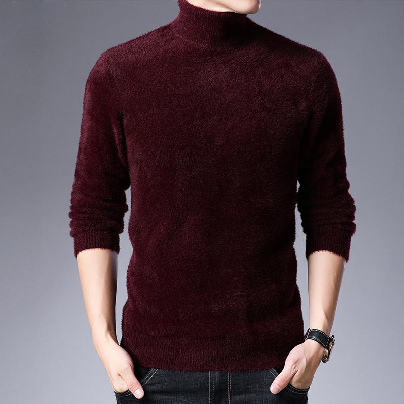 

Men's Sweaters Winter Sweater Turtleneck Men Thick Wool Knitted Male Pullovers Fashion Casual Knitwear Imitation Mink, White;black