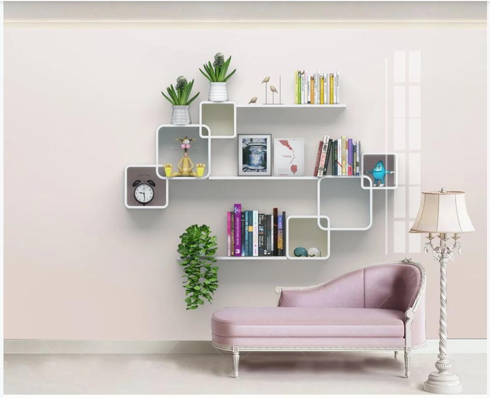 

Custom mural photo wallpaper 3d Modern wall cabinet display shelf bookshelf potted plants living room 3d wall murals wallpaper for walls 3 d, Non-woven wallpaper